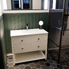 1000w Amy Single Under Mounted Vanity Cabinet - Painted Ivory Lace