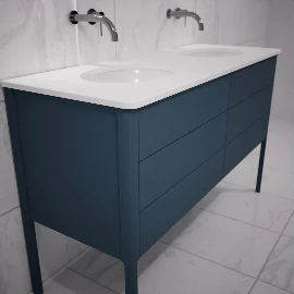 1400w Edward Double Under Mounted Vanity Cabinet - Painted Blue Slate