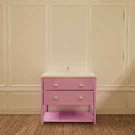 1000w Ava bathroom vanity - Traditional Ceramic Basin - Painted Blush Pink