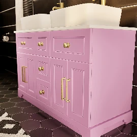1200w Sofia Double Countertop Vanity Cabinet - Painted Blush Pink