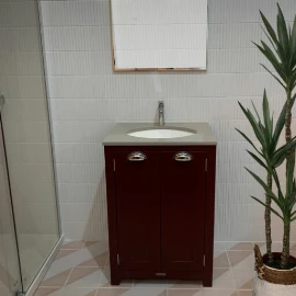 Iris Bathroom 600mm Vanity Unit | Undermounted Basin painted in Burgundy