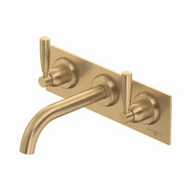 Perrin & Rowe - Langbourn Basin Tap Set on Plate - Satin Brass