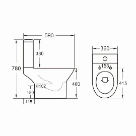 Molescroft | Rimless Open Back Pan Toilet, Cistern & Seat Set