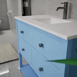 1000w Ava Single Under Mounted Vanity Cabinet - Painted Sky Blue