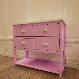 1000w Ava bathroom vanity - Traditional Ceramic Basin - Painted Blush Pink