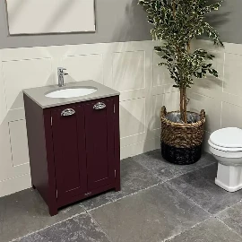 Iris Bathroom 600mm Vanity Unit | Undermounted Basin painted in Burgundy