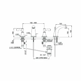 Perrin & Rowe | 3-Hole High Spout Basin Mixer with Lever