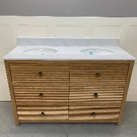 Ava Oak Reeded Chest Large Bathroom Vanity Unit | Undermounted Sinks