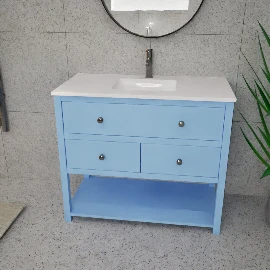 1000w Ava Single Under Mounted Vanity Cabinet - Painted Sky Blue