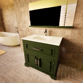 800w Grace Single Under Mounted Vanity Cabinet - Painted Mallard Green
