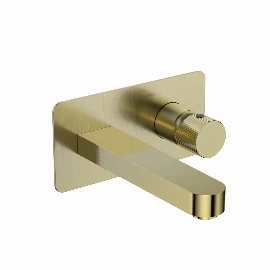 Burton Wall Mounted Basin Mixer Tap - Brushed Brass