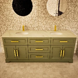 1800w Sofia Double Undermounted Vanity Cabinet - Painted Sage Green