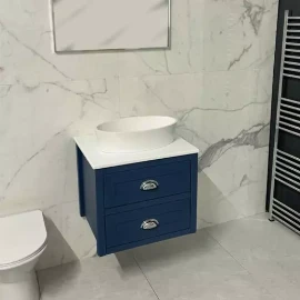 Ava Wall Hung 600mm Vanity | Single Sit On Basin painted Blue