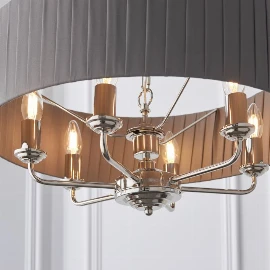 Ardengrove 6 Pleated Pendant Nickel & Charcoal