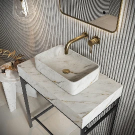 Sanctuary Arabescato White Rectangle Marble 420 Basin