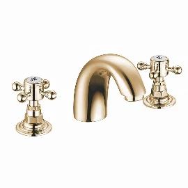 Heritage Traditional 3 Hole Basin Mixer | Brushed Brass