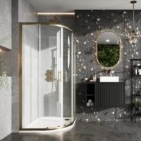 S6mm Brushed Brass Double Door Quadrant 800 800