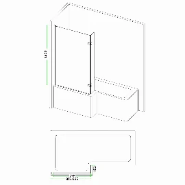 Black L Shape Bath Screen