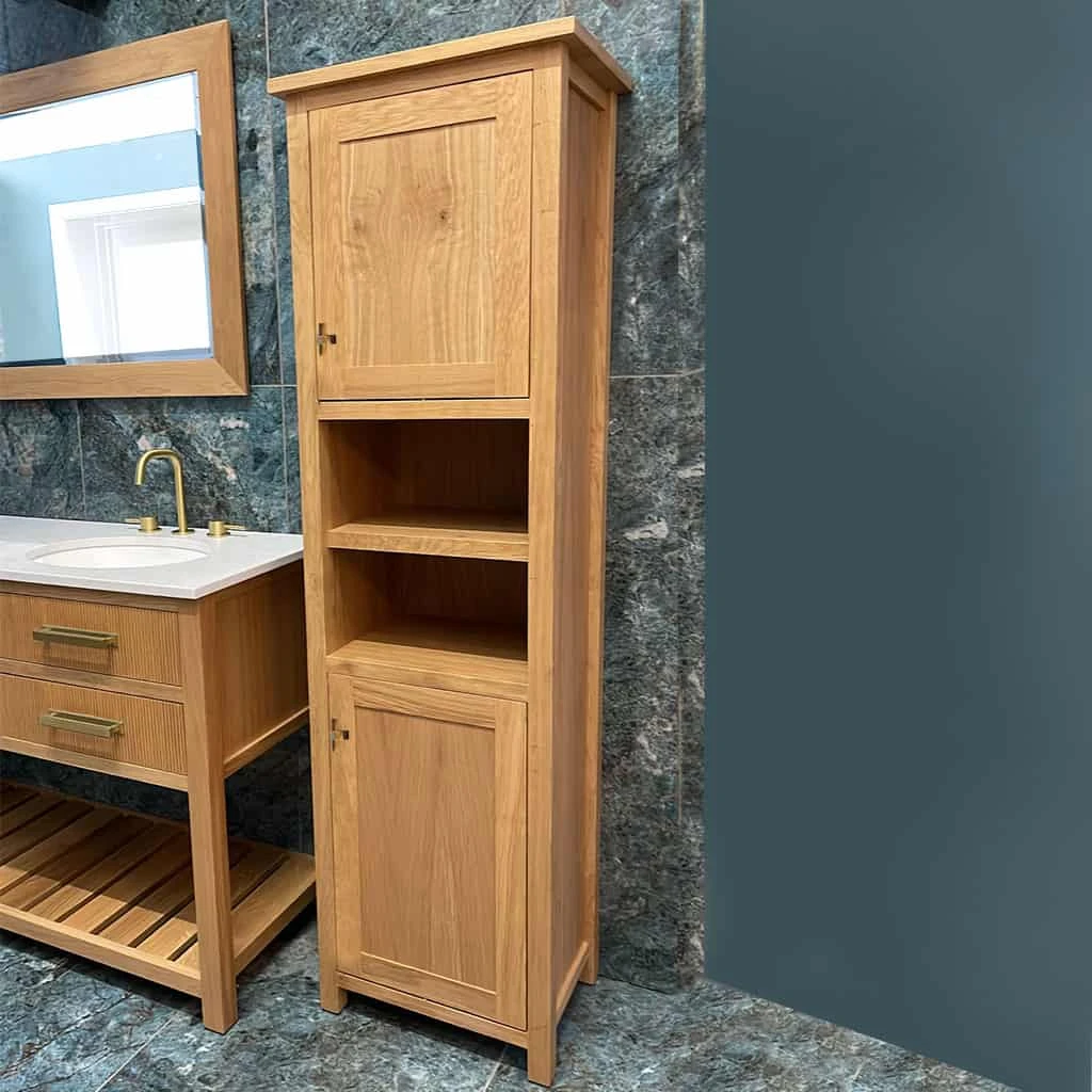 Oak Shaker Tallboy for Bathroom Custom Bathroom Storage Unit
