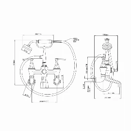 Perrin & Rowe Deco Wall Mounted Bath Shower Mixer With Levers