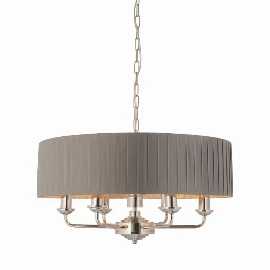 Ardengrove 6 Pleated Pendant Nickel & Charcoal