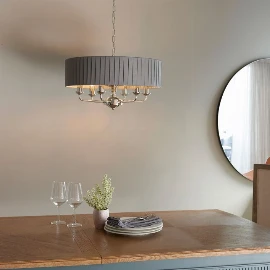 Ardengrove 6 Pleated Pendant Nickel & Charcoal