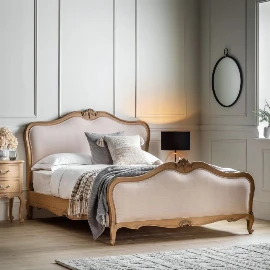 Elegance Super King Linen Upholstered Bed Weathered