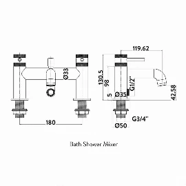 Knaresborough Bath Shower Mixer Tap | Polished Chrome