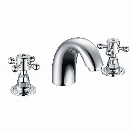 Heritage Traditional 3 Hole Basin Mixer | Polished Chrome
