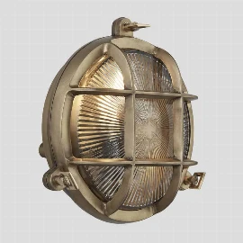 Bulkhead Outdoor & Bathroom Round Light | 8 Inch | Brass