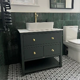 Dark Ava vanity unit with a rectangular sit on basin