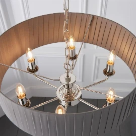 Ardengrove 6 Pleated Pendant Nickel & Charcoal