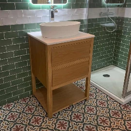 Ava Oak Vanity Unit | Countertop Sink