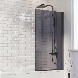 Smoked Rectangle Edge 6mm Thick Bath Screen