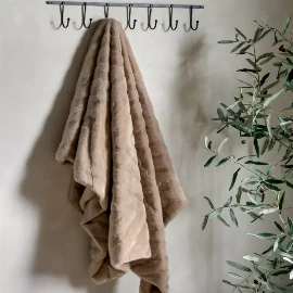 Chevron Rabbit Fur Throw Mink