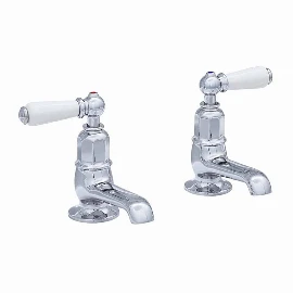 Perrin & Rowe | Pair Basin Pillar Taps with Lever, Chrome