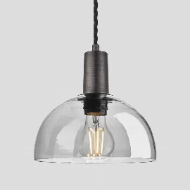 Sleek Tinted Glass Dome Pendant | 8 Inch | Smoke Grey