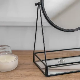 Liana Desk Mirror with Tray Black