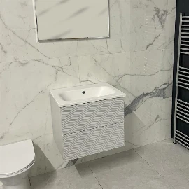 Henry Wave Painted Wall Hung Bathroom Vanity | 600mm Wide Stone Resin Sink