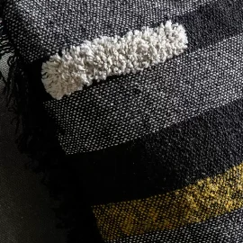 Tufted Blocks Cushion with Fringe