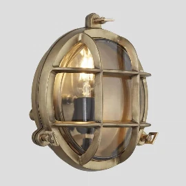 Bulkhead Outdoor & Bathroom Round Light | 8 Inch | Brass
