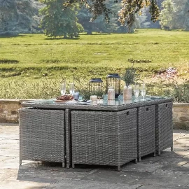 Lysara 10 Seater Cube Dining Set Grey