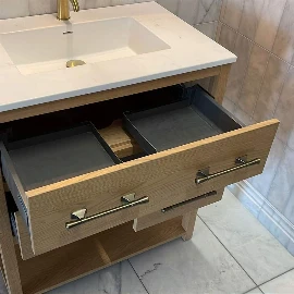 Ava Wall Hung Reeded Oak Vanity Unit | Under mounted Basin