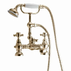 Heritage Traditional Bath Filler With Shower | Brushed Brass