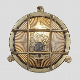 Bulkhead Outdoor & Bathroom Round Light | 8 Inch | Brass