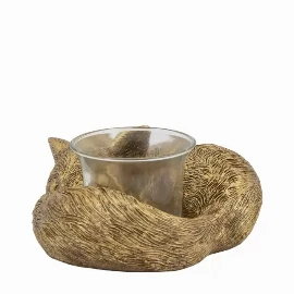 Sleeping Reynard Tealight Holder Gold