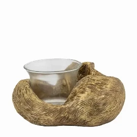 Sleeping Reynard Tealight Holder Gold