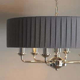 Ardengrove 6 Pleated Pendant Nickel & Charcoal