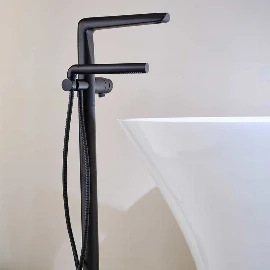 Riobel Parabola Freestanding Bath Shower Mixer | Matt Black