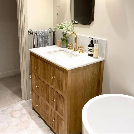 Ava Chest Reeded Oak Vanity Unit | Undermounted Basin